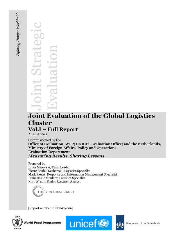 Cover van het (externe) rapport Joint Evaluation of the Global Logistics Cluster