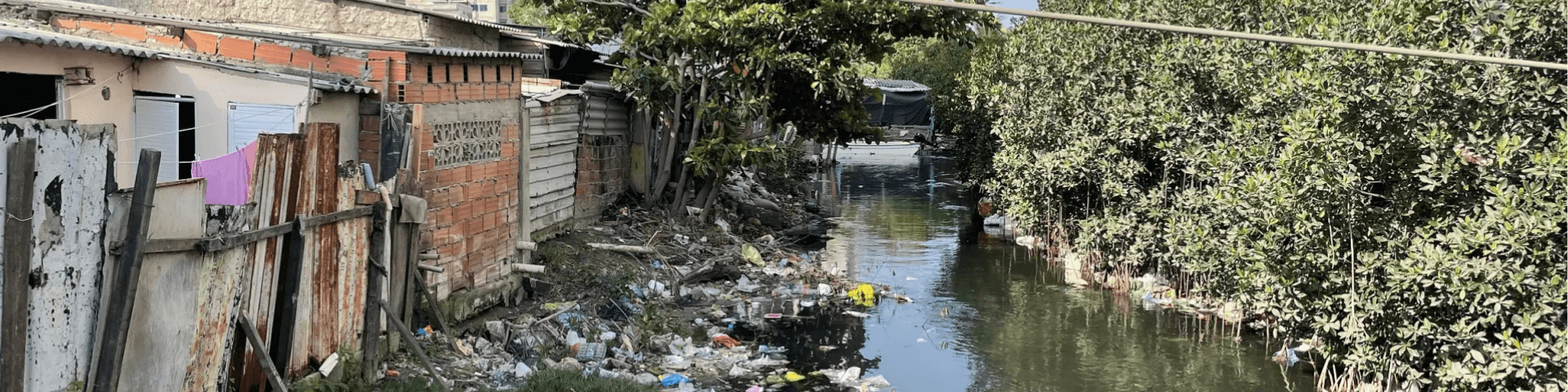 View of plastic polution in the canals and rivers in Cartagena, Colombia.