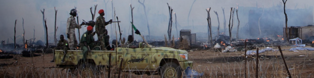 Gewapende mannen in jeep in Abyei
