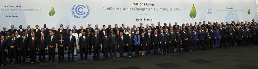 Paris Agreement. World leaders at the, COP 21, Paris 2015